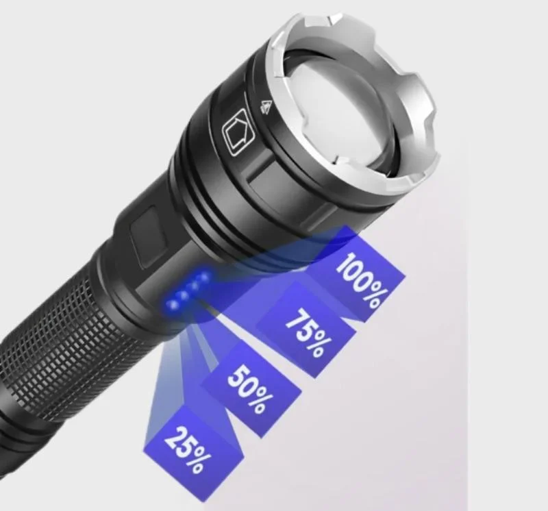 High Power Xhp70 LED Flashlight Type-C Rechargeable Zoomable LED Torch Light Portable Hunting Tactical LED Flashlight