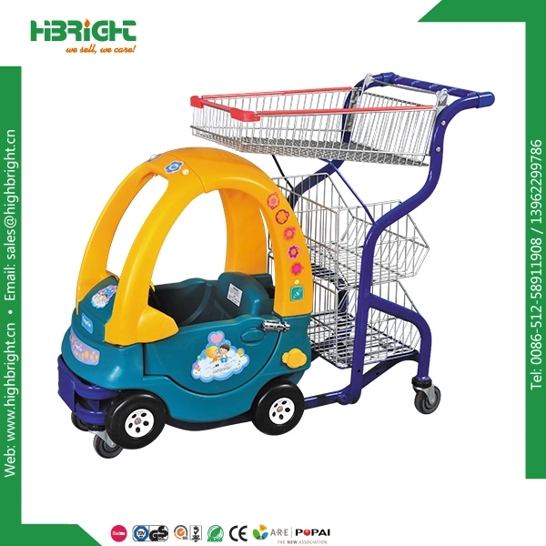 Plastic Kids Shopping Trolley Grocery Cart with Metal Basket