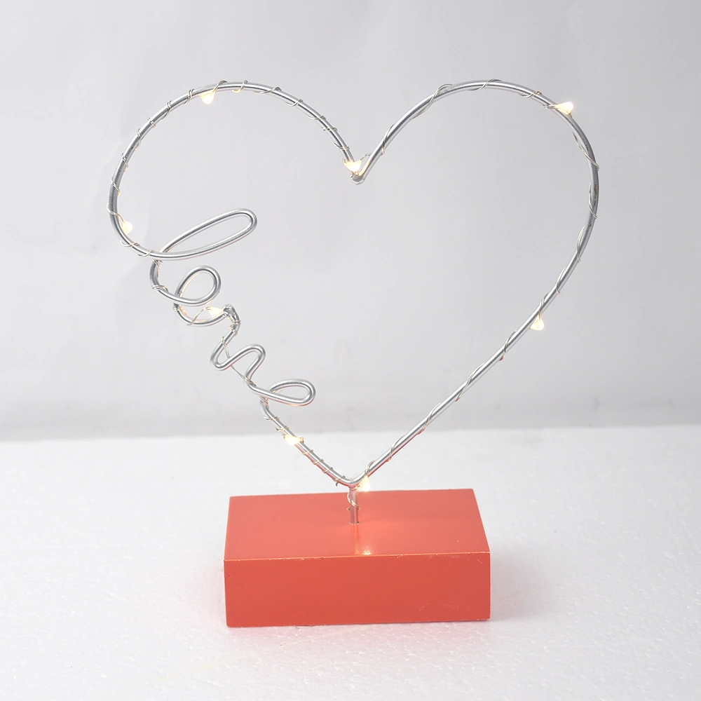 Heart Design LED Light Metal Craft for Home Decoration