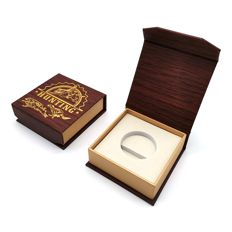 Luxury Wood Grain Paper Magnetic Gift Box with EVA Insert