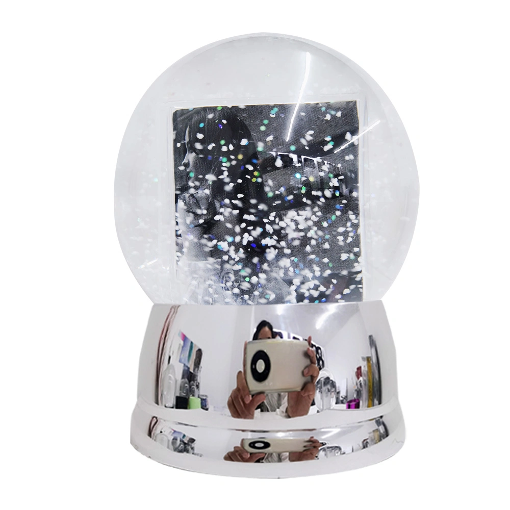 Líquido Snow Globe Photo Frame Gllitter Warer Ball agitando el marco de fotos