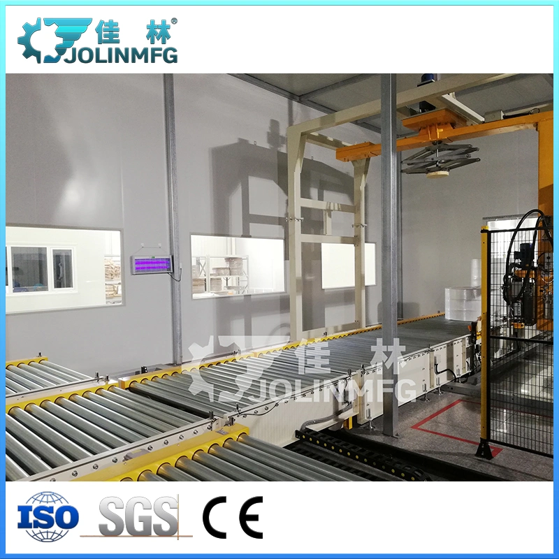 Automatic Non Woven Fabric Stacking Palletizing Packing Line Roll Wrapping Line