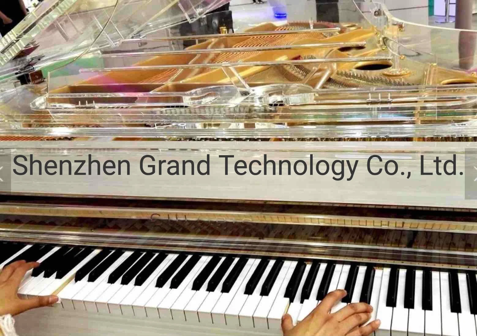 Luxury Hotel Furniture Clear Acrylic Giant Stage Concert Grand Piano 275 with Colorful LED Lights