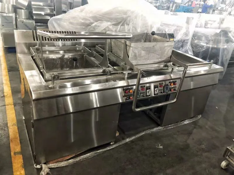 Dois tanques aquecidos de gás industrial Fritadeira de frango frito Snacks equipamento de cozinha central