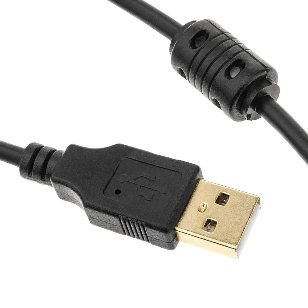 Mayorista/Proveedor de fábrica un cable del cargador de datos USB macho a macho Mini 5 chapado en oro con 2 anillos de ferrita de 480Mbps 1.8m