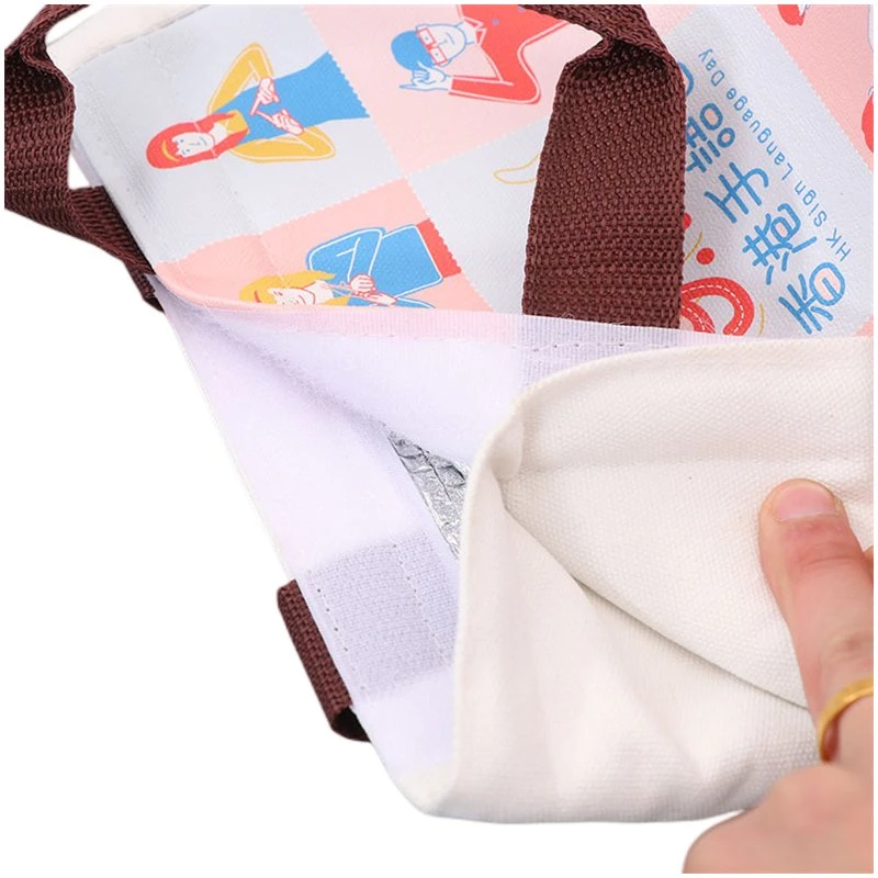 Cute Canvas Cooler Bag with 2-3mm Aluminum Foil Pearl Cotton for Girl/Children (promotion bag)