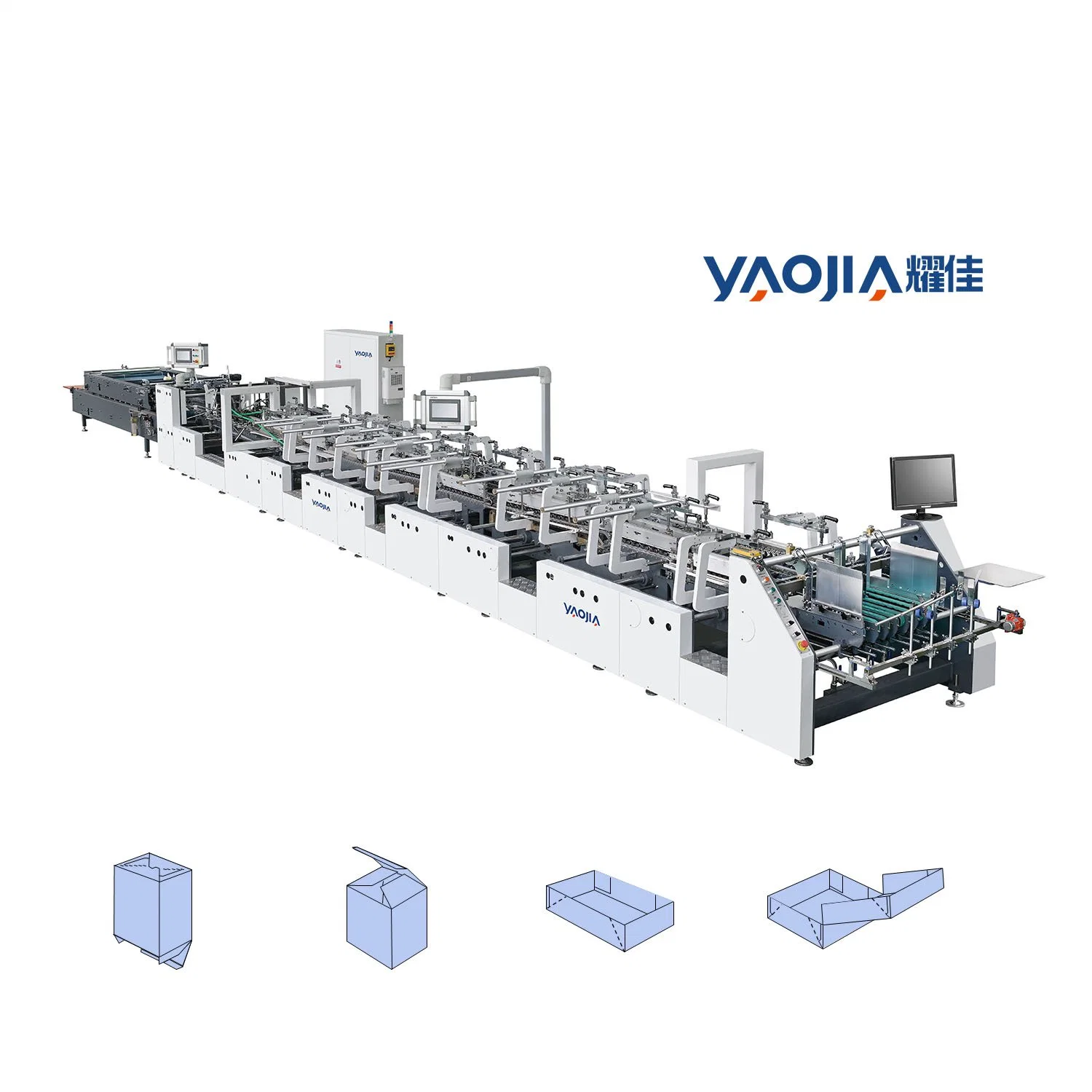 Yjc-1200f Cartons Yaojia China Medicine Box Folder Gluer Plate Machine Paper Packing Amchine Manufacture