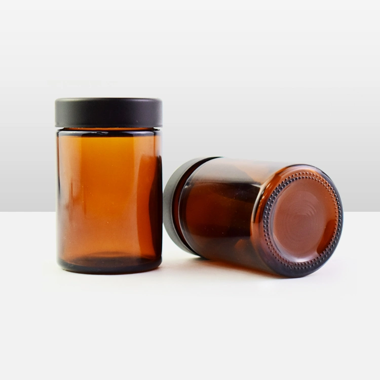 Amber Glass Flower Container with Cr Screw Cap for Smell Proof Flower Storage 4oz 5oz Original Amber Glass Frosted Jar