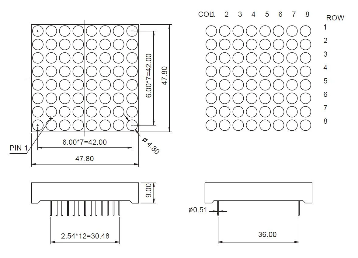 1.9 Inch 8X8 LED DOT Matrix with RoHS From Expert Manufacturer