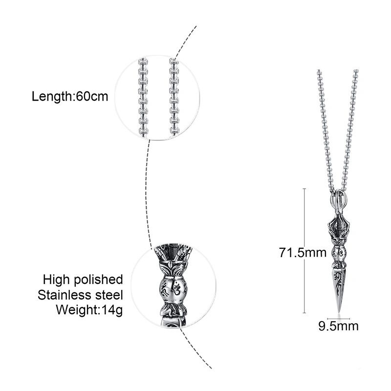 Titanium Steel Necklace Stainless Steel Magic Pestle Pendant Vintage Fashion Men's Sweater Chain Fashion Jewelry Wholesale/Supplier