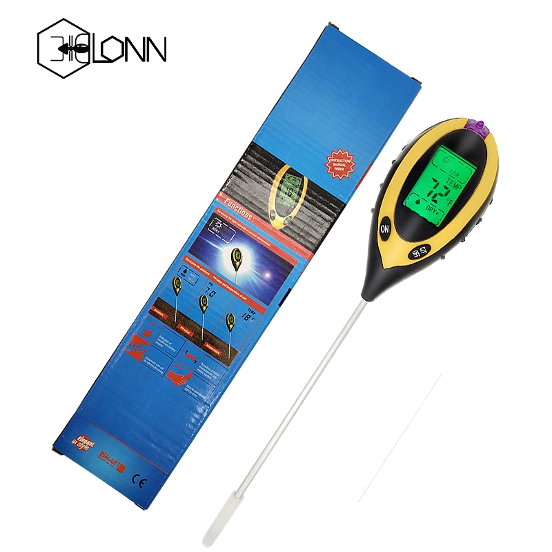 Large LCD Screen 4 in 1 Digital pH Meter Soil Tester