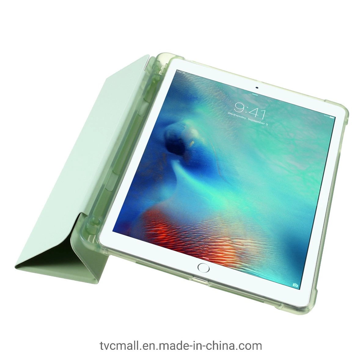 Eckenschutz PU-Leder TPU-Rückseite Shell Tri-Fold Stand Auto Sleep/Wake Cover mit Bleistifthalter für iPad 9,7 Zoll/iPad Air 2/iPad Luft