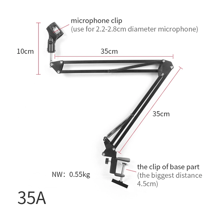 Cheap Foldable Table Microphone Arm Stand Metal Portable Clip Desktop Mic Microphone Stand