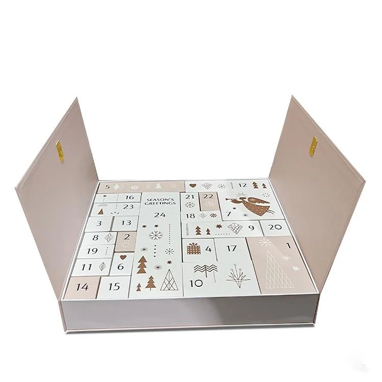 Caja de regalo de Navidad abierta personalizada con caja de calendario de 24 compartimentos