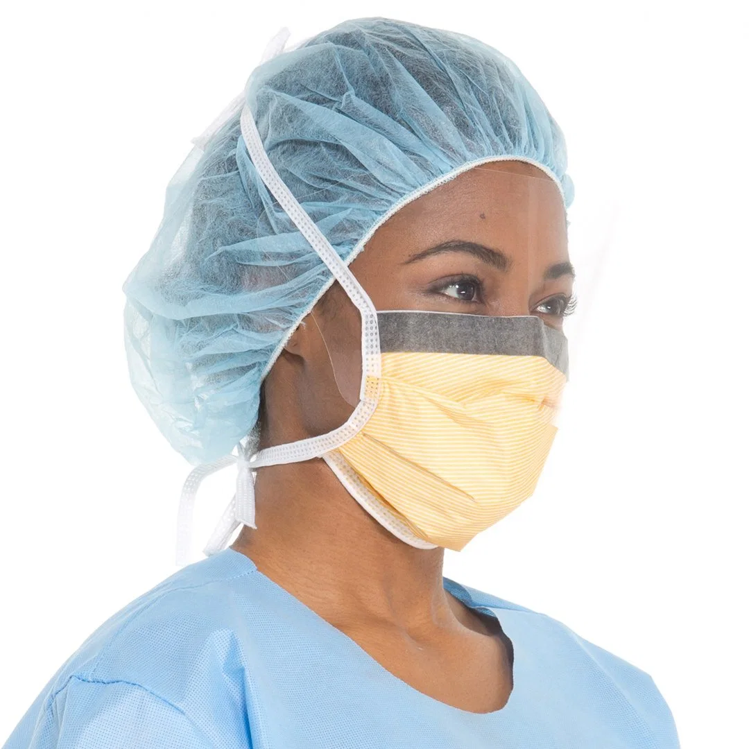 3 Layers Disposable Surgical Masks Tie-on with Anti Fog Plastic Shield