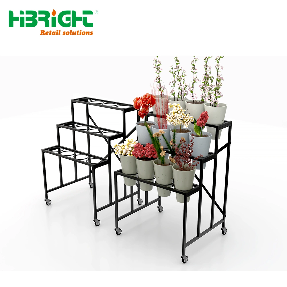 High quality/High cost performance  Metal Craft Flower Stand with Four Wheels