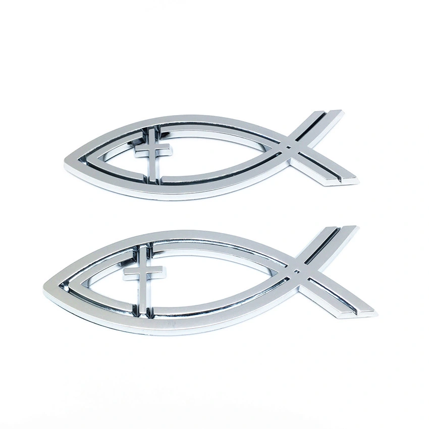 Factory Wholesale/Supplier Customer Logo 3D Jesus Fish Logo Emblem Decal Badge Sticker Car Christian Religion Gift