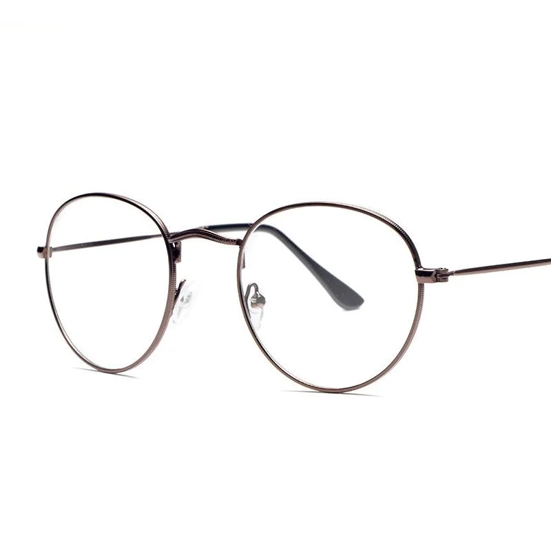 Classic Metal redondo transparente lentes marco lentes unisex círculo gafas Marcos ópticos metálicos para el hombre