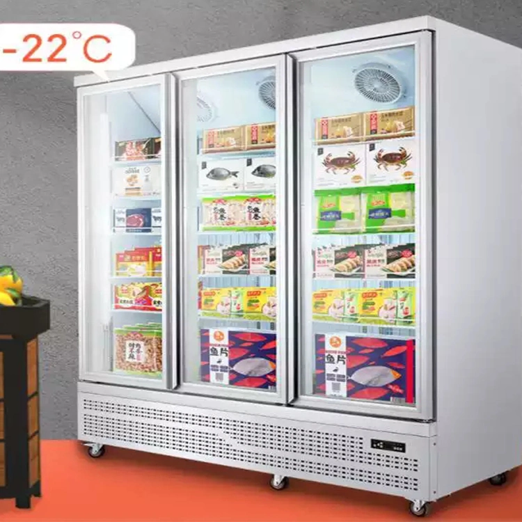 Best Meat Display 3 Glass Door Upright Freezer Supermarket Refrigerator Freezer