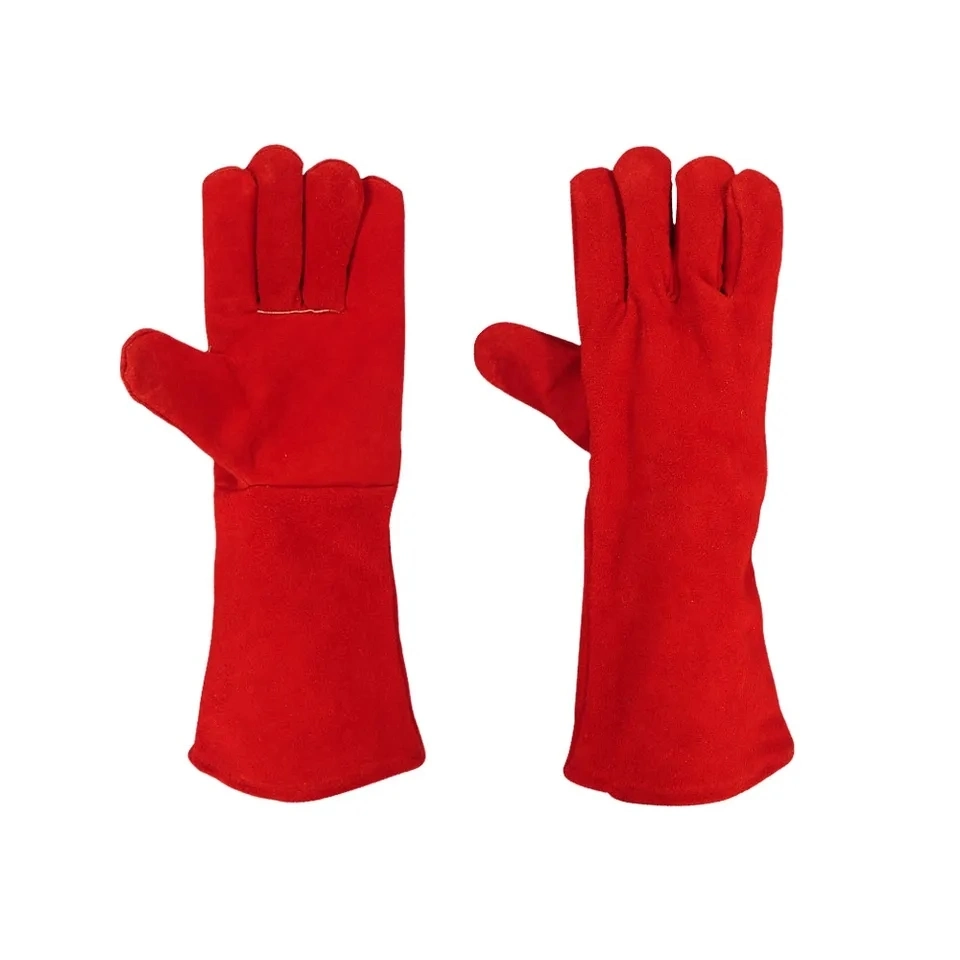 Sale Price Cowhide Split Leather Welding Gloves Heat Resistant Fabric Lined Safety Welding Work Aprons Custom Logo