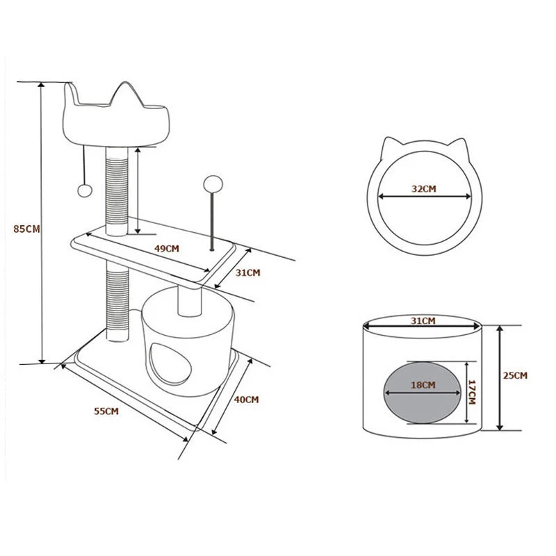 Muebles de estilo madera de la casa de gato Sisal Cat Escalada torre gato Árbol
