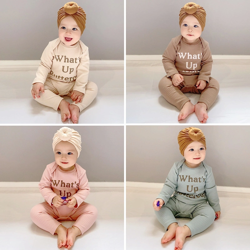 Factory Wholesale/Supplier Newborn Baby Kids Infant Rib Knitted with Print Romper Bodysuit Toddler Wear Clothes for Pajamas