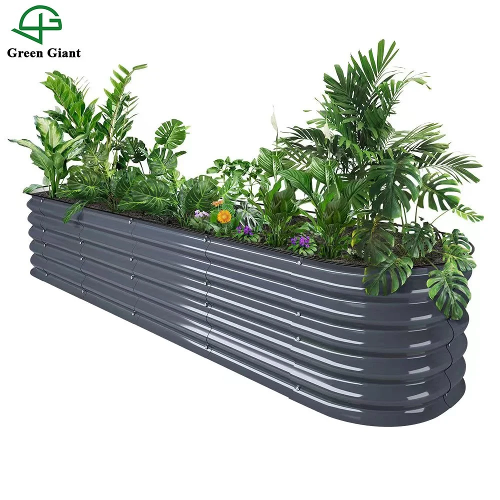 17"Tall 8'x2' Vegetable Planter Box Modular Corrugated Metal Raised Garden Box (9N1-17)