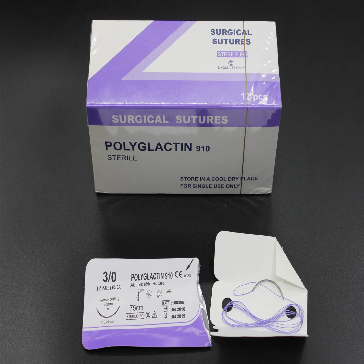 Polyglactin 910 PGA Absorbable Surgical Sutures with Needle