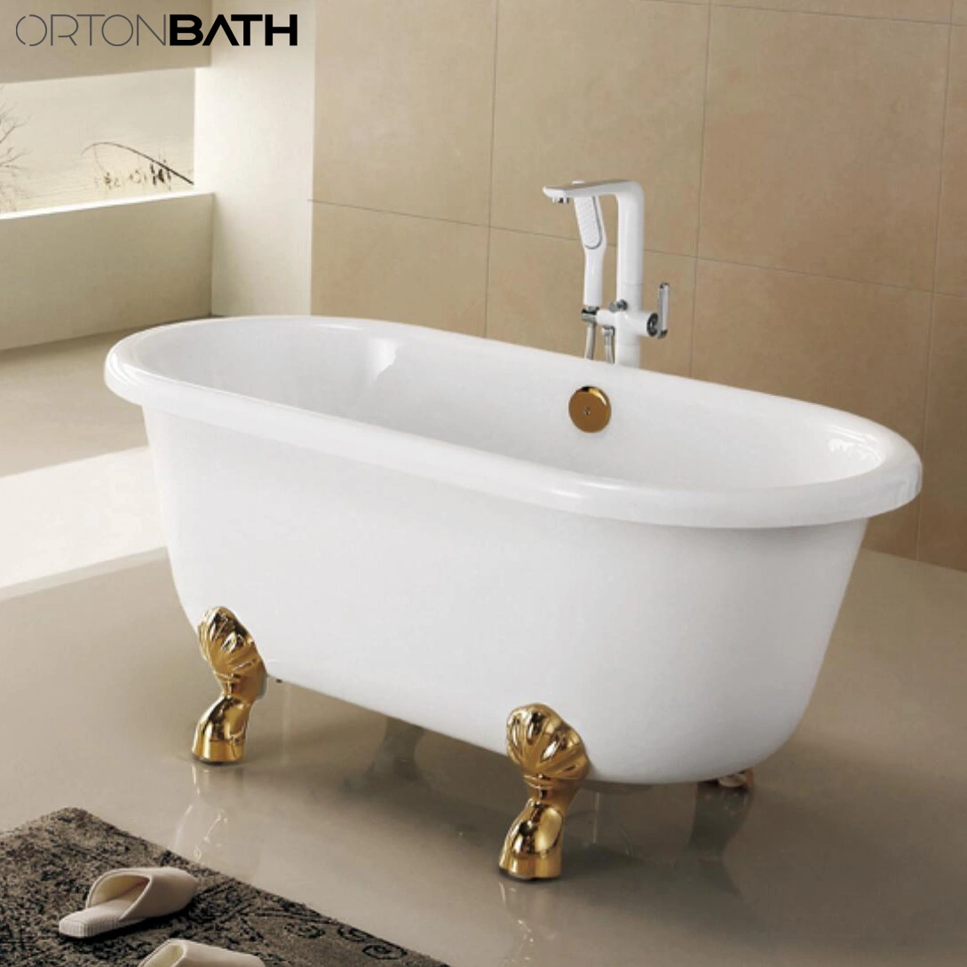 Fora de Ouro Preto Ortonbath Clawfoot Acrílico Adulto Autoportante Banheira nadar banheira de spa banheira de plástico independente Sanitária de hidromassagem Banheira