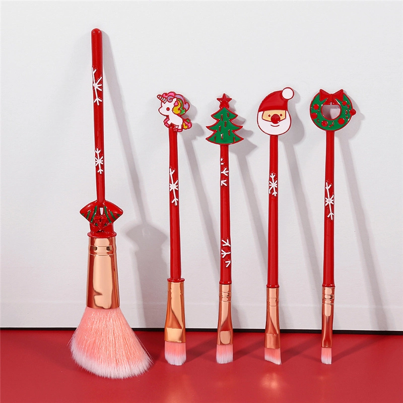 Portable 5PCS Wholesale/Supplier Cosmetic Brushes Tool Kit Foundation Eyeshadow Christmas Gift Makeup Brushes Set with Bag