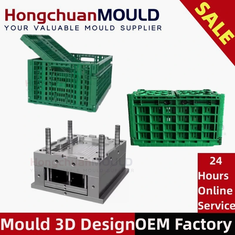 Durable Plastic Collapsible Storage Bins Mold and Folding Crates Injection Mould