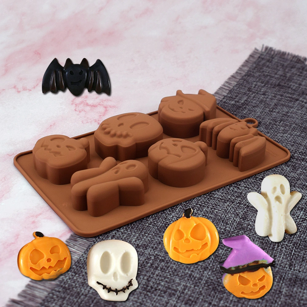 Новый стиль DIY Silicone 6 отверстия Halloween Cake Mold Bat Ghost Шоколадная форма