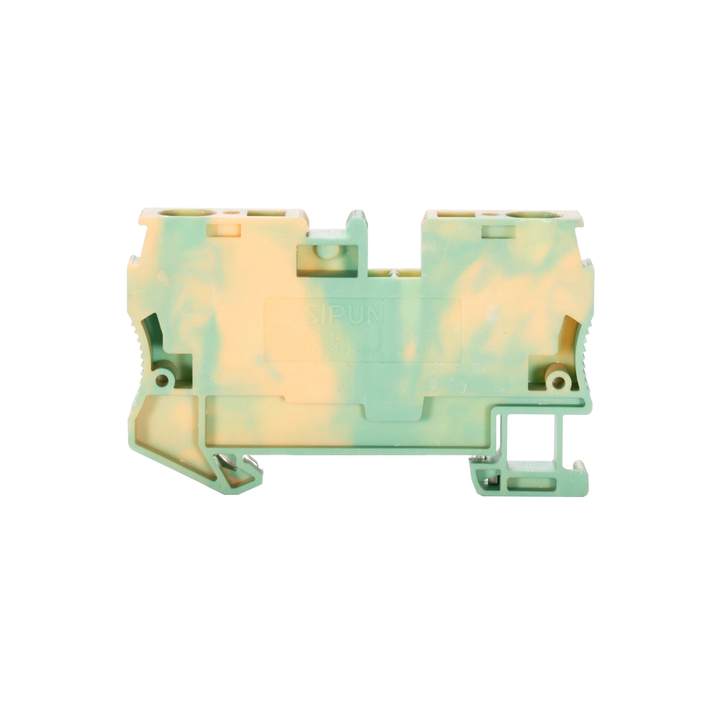 6mm Earthed Screwless Spring Cage DIN Rail Terminal Block