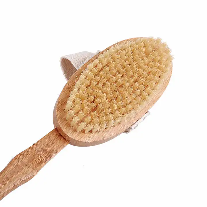 Bamboo Wood Long Handle Bath Shower Back Body Exfoliating Bath Brush