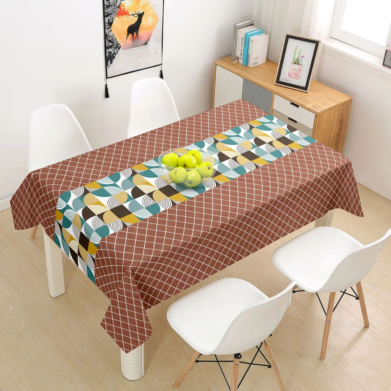 Nuevo diseño PVC Printed Checkered Pattern Tablecloth cubierta impermeable para mesa Tela de mesa de plástico