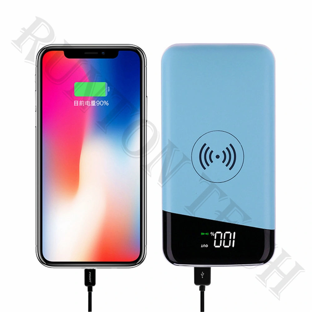 Rt-W5 LED Digital Display Qi Wireless Portable Charging Power Bank