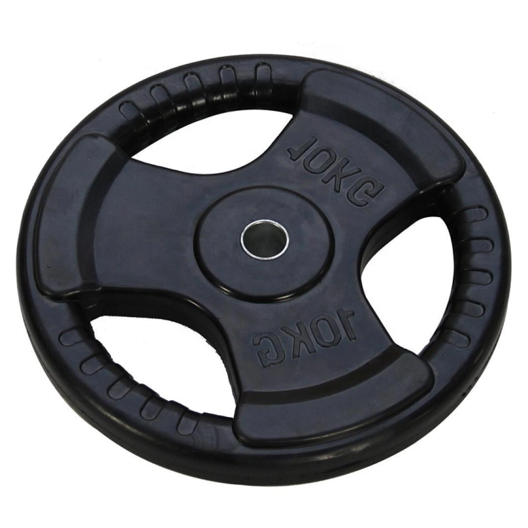 Tri-Grip Black Rubber Coated Olympic Weight Plate