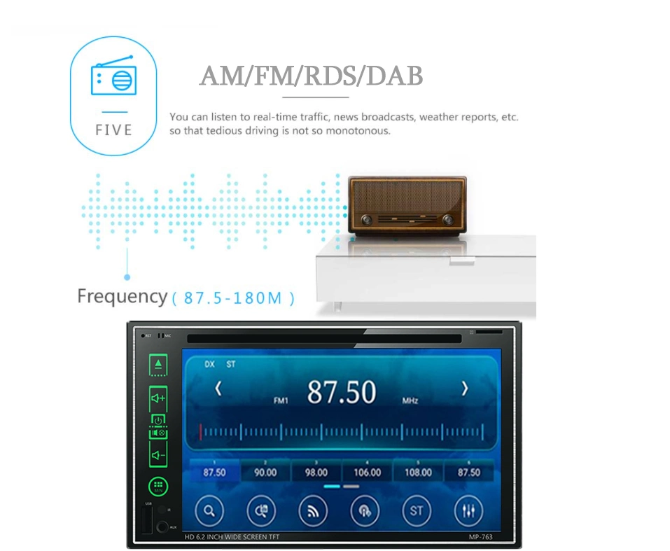 Dasaita 7 Zoll Doppel DIN kompatibel mit Apple CarPlay &amp; Android Auto 7" IPS Touchscreen am FM RDS mit Bluetooth, Car Audio