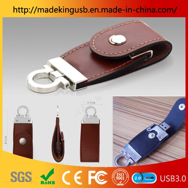 Full Capacity Leather USB Flash Pen Drive for Customized Logo