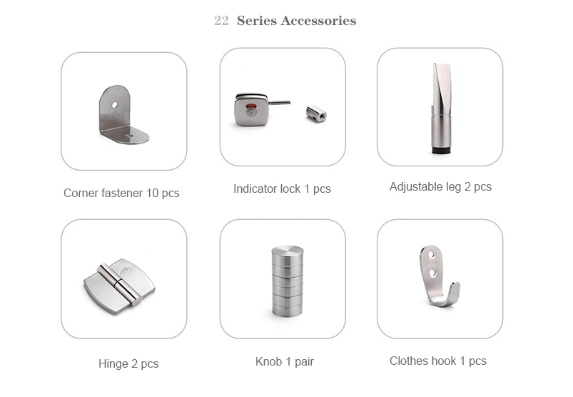 Stainless Steel 304 Sanitary Hardware HPL Toilet Cubicle Accessory