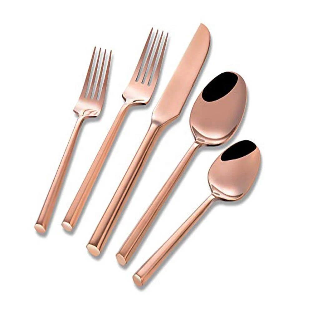 Hochwertiges Silberbesteck Roségold Besteck Set mit Classic Round Cut End Griff Edelstahl Besteck-Sets