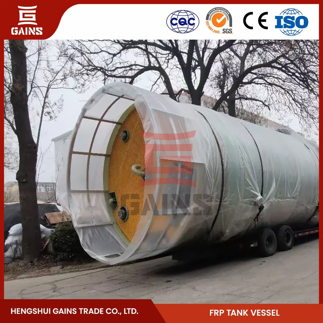 Gains 200 Gallon Chemical Storage Tank Fabricators FRP Pressure Vessel Water Filter Tank China Horizontal Fiberglass GRP FRP Tank for Industrial