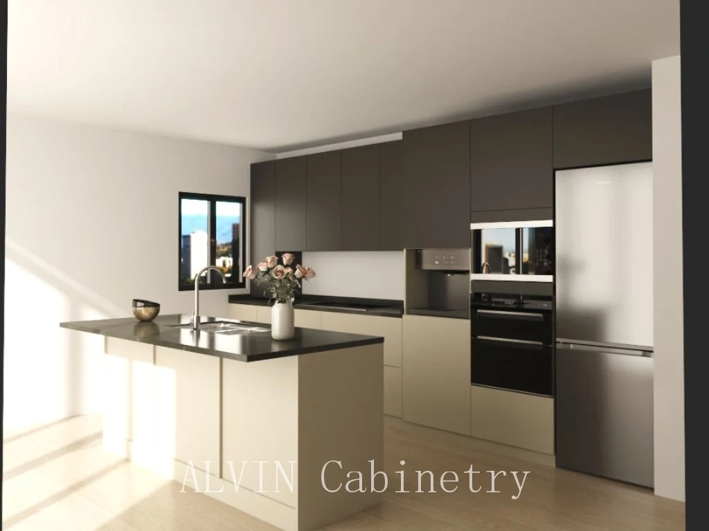 Modern I Sharp Kitchen Cabinet with Island Design