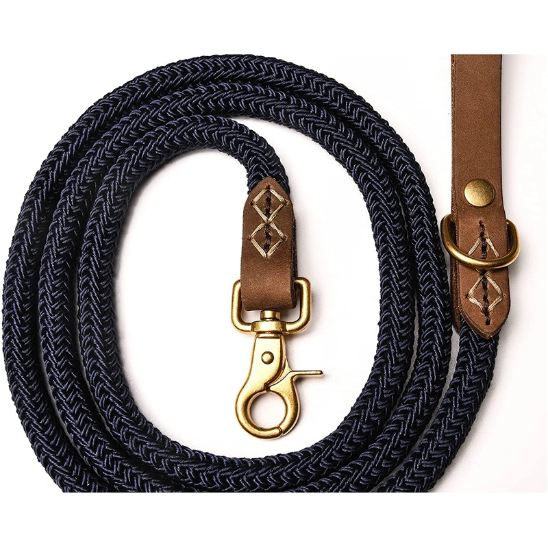 Heavy Duty de la cuerda de perro con correa de cuero suave mango grueso cable Correa para perros pequeños perros medianos grandes