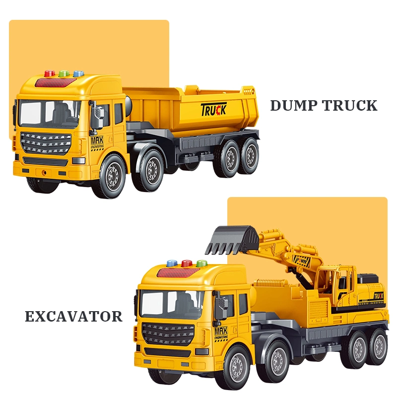 Kids Boys Plastic Friction Mechanical Construction Toy Vehicle Children Music Light Story Inertia City Engineering Truck Toys