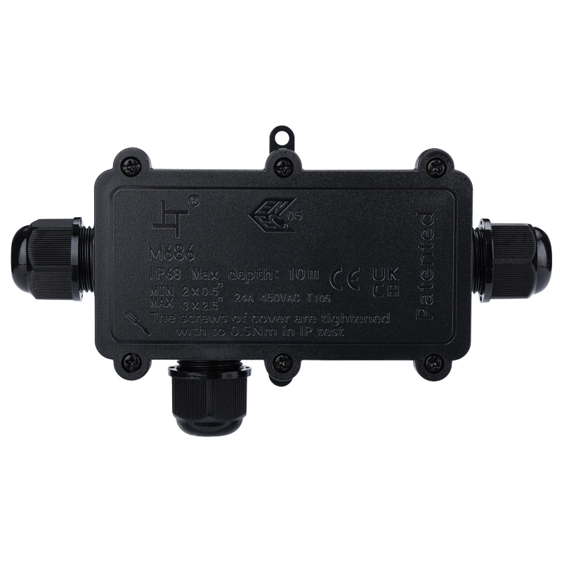 IP68 Waterproof Plastic Junction Box M686-3b (3*M20)