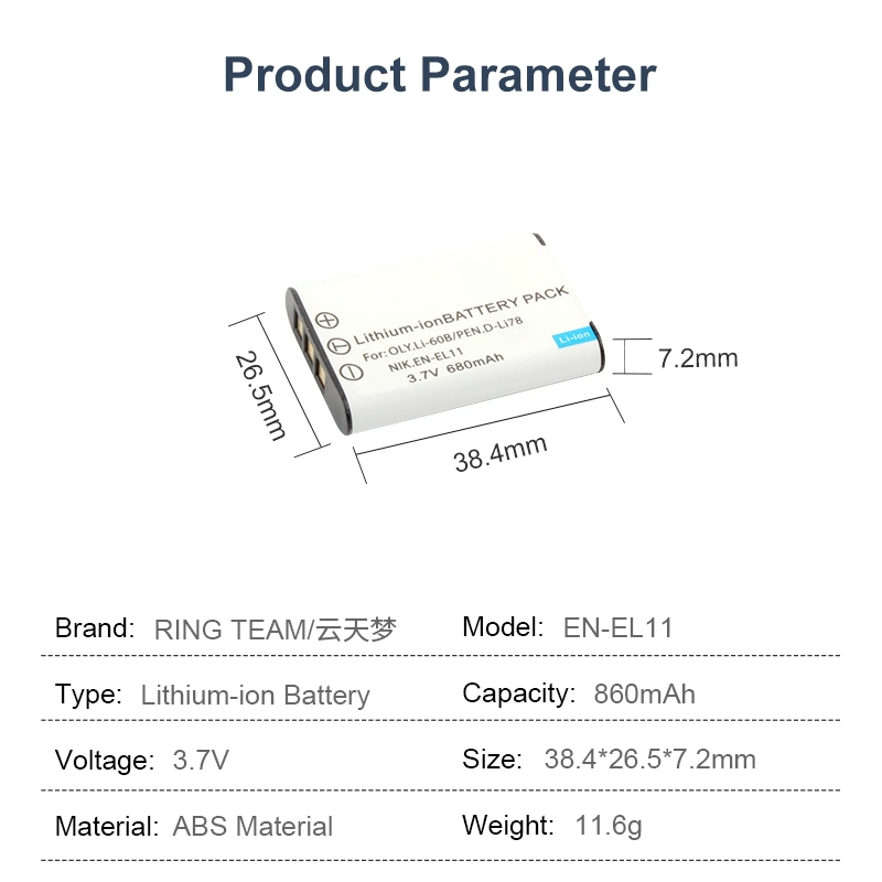 Enel11 en-EL11 batterie pour Nikon S550 et S560 Digital Caméras