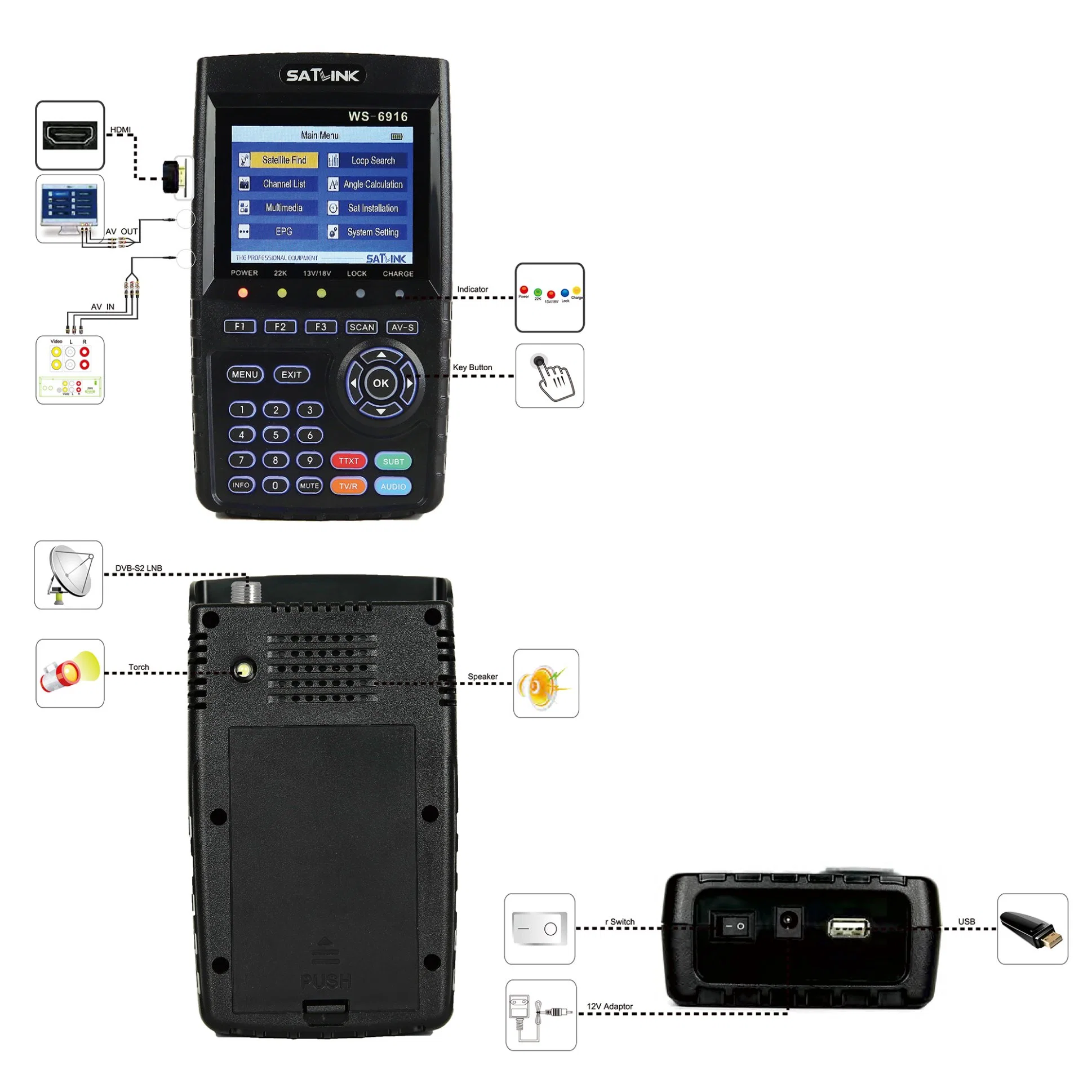 Ws-6916 DVB-S/S2 HD Satellite Signal Finder with Good Price
