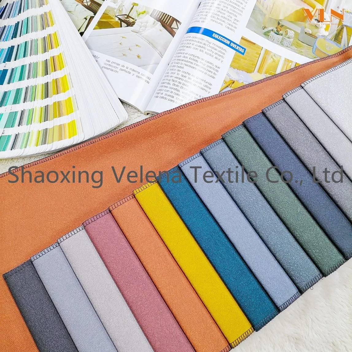 Hot Sale 100% Polyester Technology Leather Suede Fabric Dyeing with Glue Emboss Upholstery Furniture Textile Fabric