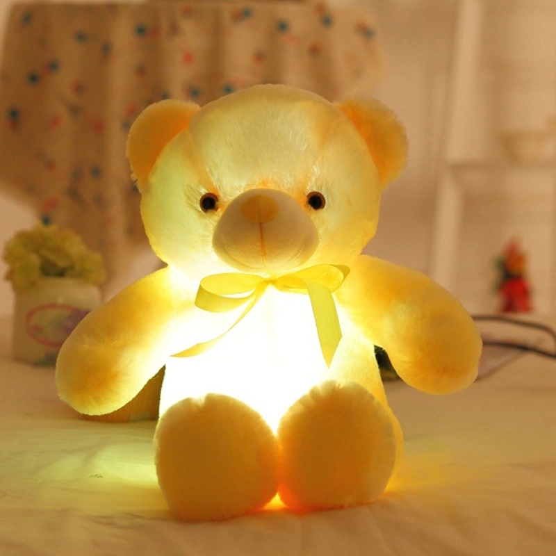 Amazon vende caliente de la luz creadora de brillante colorido LED de 30cm de osito de peluche juguete de peluche de regalo de Navidad